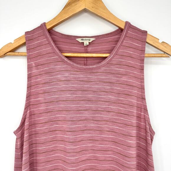 Madewell Highpoint Tank Dress in Chapin Stripe Sz Large Weathered Berry - Picture 5 of 13